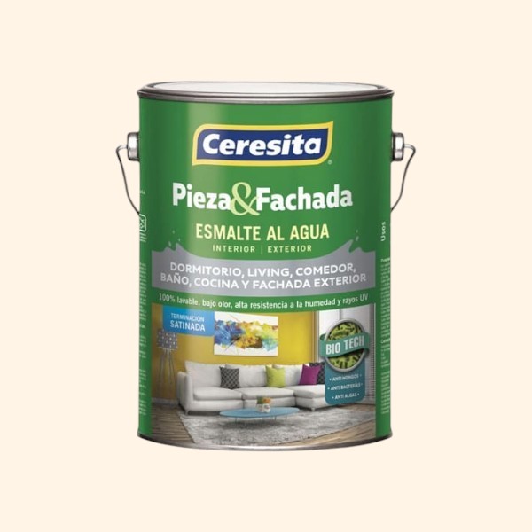 Pieza y fachada satinado bio tech Blanco Nacar 1 Galón Ceresita