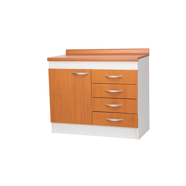 Mueble Base de Cocina 1 Puerta - 4 Cajones c/ Cubierta Color Peral. 1.00mts