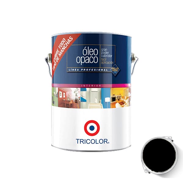 Óleo Opaco Profesional Color Negro 1/4 Galón Tricolor
