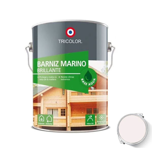Barniz Marino Base Agua Natural 1/4 Galón Tricolor