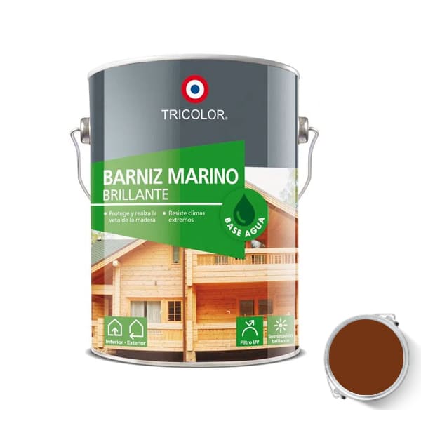 Barniz Marino Base Agua Color Roble 1 Galón Tricolor