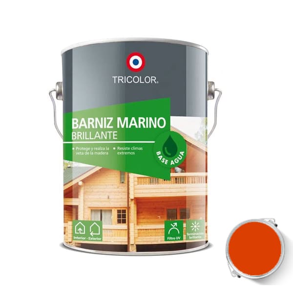 Barniz Marino Base Agua Color Caoba 1 Galón Tricolor