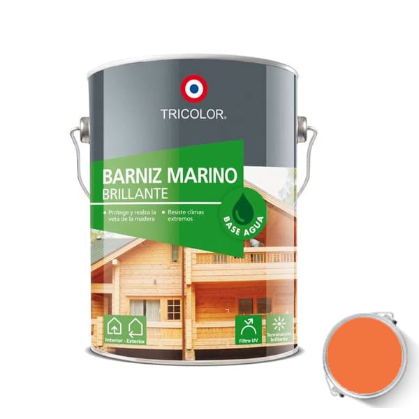 Barniz Marino Base Agua Color Alerce 1/4 GL Tricolor