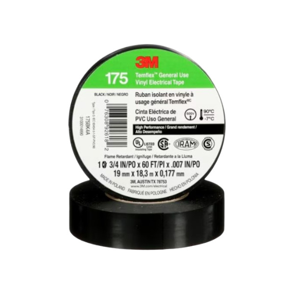Cinta Electrica Temflex 175 Negro 19 mm x 18 m 3M