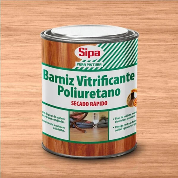 Barniz Vitrificante Poliuretano Secado Rapido Semi-Brillante 1/4 Galon Sipa