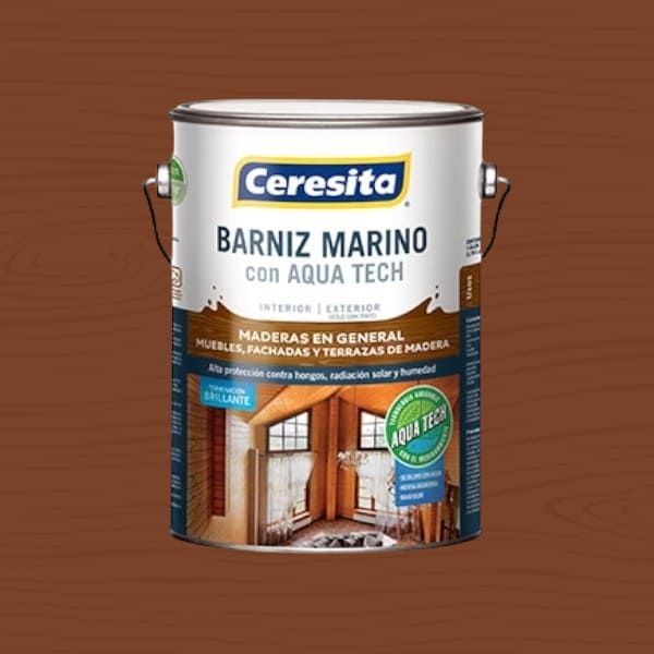 Barniz Marino con Aquatech Caoba 1/4 Galón Ceresita