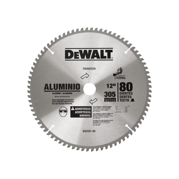Disco de Sierra Aluminio 12'' 80D DWA03230 DeWalt