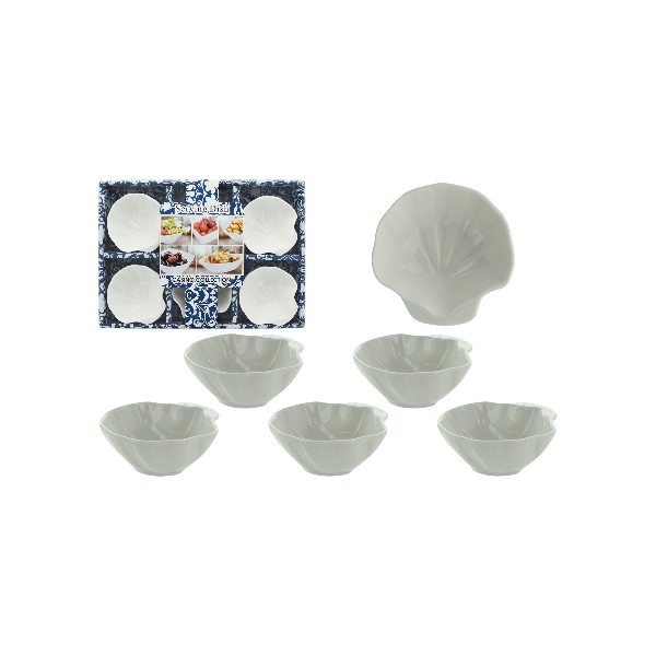 Set 6 Pocillos Blancos Hoja
