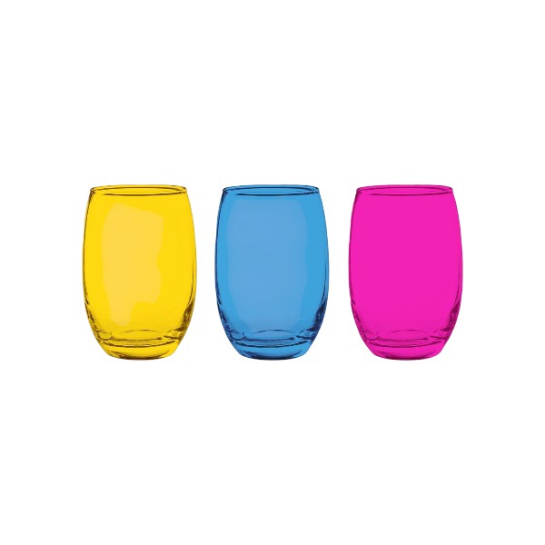 Set 6 Vasos Bajos 460cc Full Color Mikonos Cristar