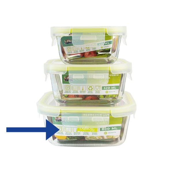 Hermético 800ml Cuadrado Borosilicato Doral