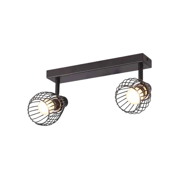 Foco Sobrepuesto Beas 2 Luces Metal Negro Mate BYP
