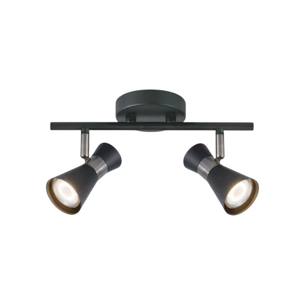 Foco Sobrepuesto Zeny 2 Luces Negro Mate BYP